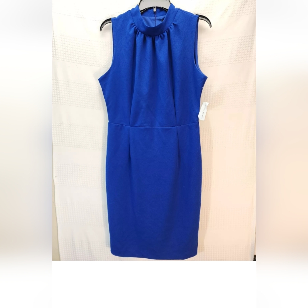 Alexia Admor Dress Womens Royal Blue Sleeveless Midi Sheath Size XL NWTG